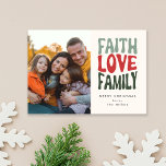 Geloof, Liefde, Familie -  retro belettering Notitiekaartje<br><div class="desc">Deze vakantiefotokaart is voorzien van leuke,  retro belettering.</div>