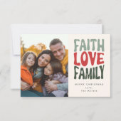 Geloof, Liefde, Familie -  retro belettering Notitiekaartje (Voorkant)