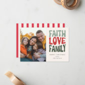 Geloof, Liefde, Familie -  retro belettering Notitiekaartje (Voorkant / Achterkant in situ)