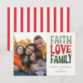 Geloof, Liefde, Familie -  retro belettering Notitiekaartje (Voorkant / Achterkant)