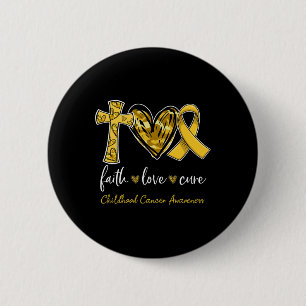 Geloof Liefde Genezing Gouden Lint Kinderkanker Be Ronde Button 5,7 Cm
