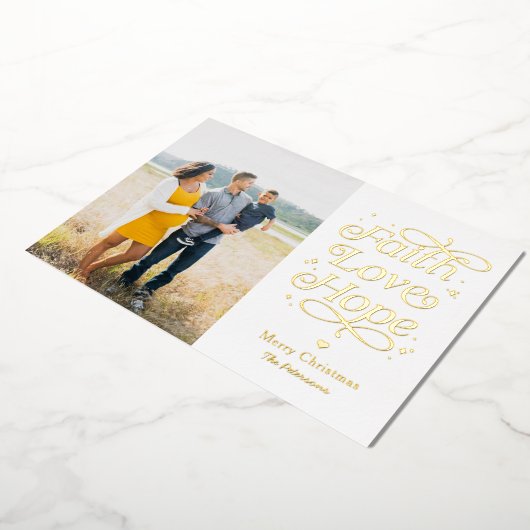 Geloof Liefde Hoop Folie Kerstkaart Kerstmis Kaart (Gedraaid)