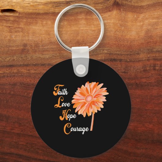 Geloof Liefde Hoop Moed AML Leukemie Bewustzijn 1 Sleutelhanger (Voorkant)