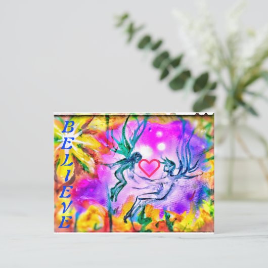 GELOOF LIEVERD FAERIES BRIEFKAART (Staand voorkant)