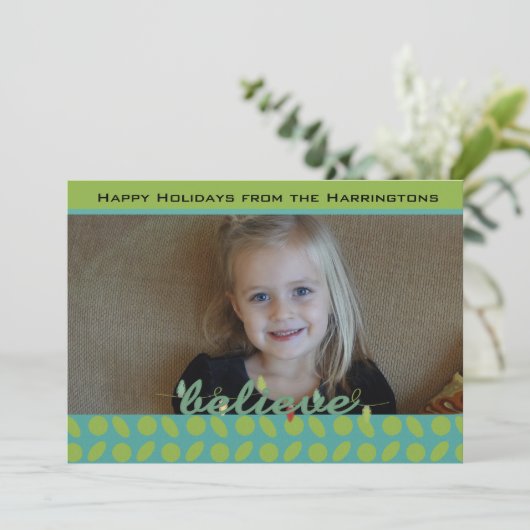 Geloof Limoen en Blue Custom Holiday Photo Card Feestdagenkaart (Staand voorkant)