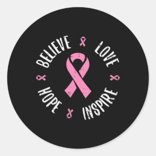 Geloof Love Hope Pink Ribbon Breast Cancer Awaren Ronde Sticker