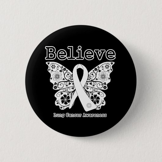 Geloof - Lung Cancer Butterfly Ronde Button 5,7 Cm (Voorkant)