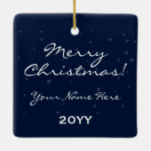 Geloof maar | Sneeuw Overlay Foto Vrolijk Kerstfee Keramisch Ornament (Achterkant)