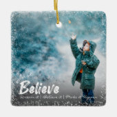 Geloof maar | Sneeuw Overlay Foto Vrolijk Kerstfee Keramisch Ornament (Voorkant)