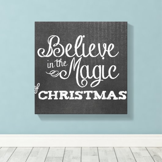 geloof magie van kerstkarton canvas afdruk (Insitu (Houten vloer))