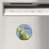 Geloof! magneet Geel Witte Iris Bloemen (Insitu (Vaatwasser))