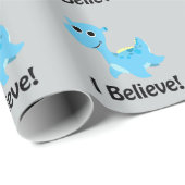 Geloof me. Cute Blue Nessie Cadeaupapier (Rol Hoek)