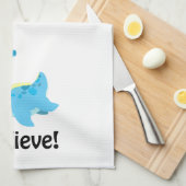 Geloof me. Cute Blue Nessie Theedoek (Quarter Fold)