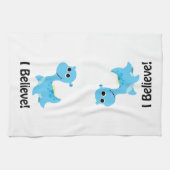 Geloof me. Cute Blue Nessie Theedoek (Horizontaal)