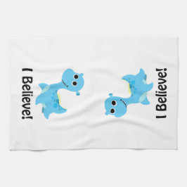 Geloof me. Cute Blue Nessie Theedoek