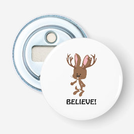 Geloof me! Cute Jackalope Button Flesopener