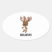 Geloof me! Cute Jackalope Ovale Sticker (Voorkant)
