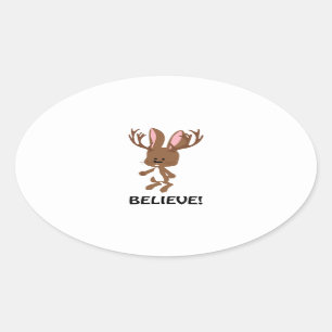 Geloof me! Cute Jackalope Ovale Sticker