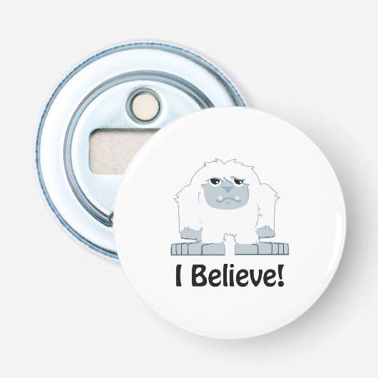 Geloof me. Cute Yeti Button Flesopener (Voorkant)