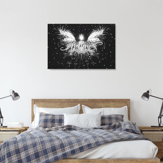 Geloof me Fairy Starlight Fantasy Black Canvas Afdruk (Insitu (Slaapkamer))