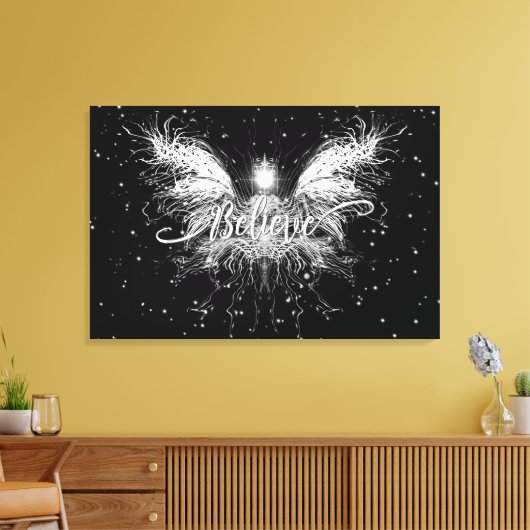 Geloof me Fairy Starlight Fantasy Black Canvas Afdruk (Insitu (Woonkamer))