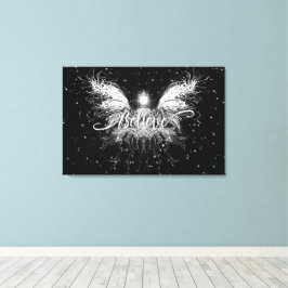 Geloof me Fairy Starlight Fantasy Black Canvas Afdruk
