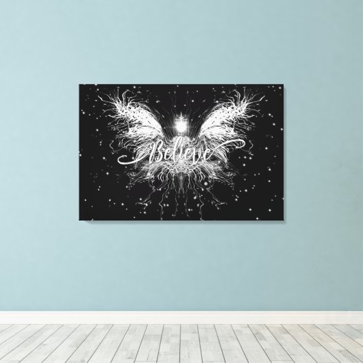 Geloof me Fairy Starlight Fantasy Black Canvas Afdruk (Insitu (Houten vloer))