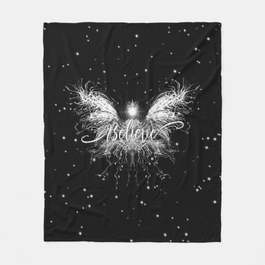 Geloof me Fairy Starlight Fantasy Black Fleece Deken (Voorkant)