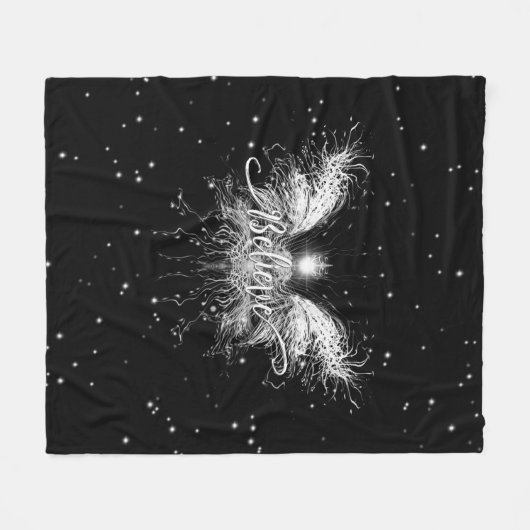 Geloof me Fairy Starlight Fantasy Black Fleece Deken (Voorkant (Horizontaal))