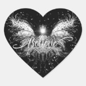 Geloof me Fairy Starlight Fantasy Black Hart Sticker (Voorkant)