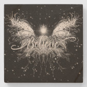 Geloof me Fairy Starlight Fantasy Black Stenen Onderzetter (Voorkant)