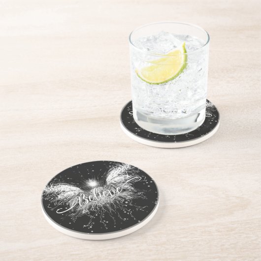 Geloof me Fairy Starlight Fantasy Black Zandsteen Onderzetter (Zijkant)