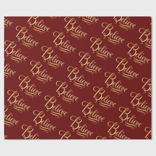 Geloof me Gold Red Kerstfeestdag legant script Cadeaupapier (Vlak)