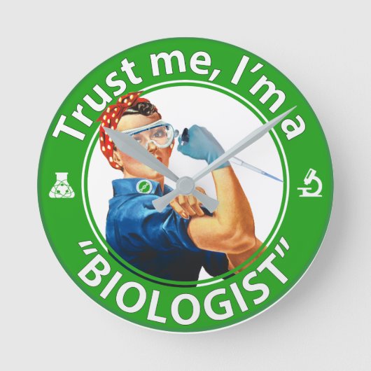 Geloof me, ik ben een 'bioloog'-logo muurklok ronde klok (Voorkant)