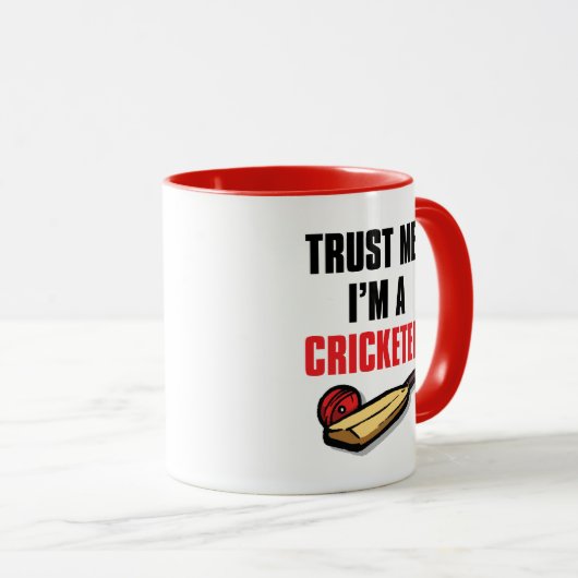 Geloof me, ik ben een Cricketer Cricket Player Mok (Voorkant rechts)