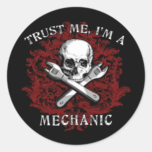 Geloof me, ik ben een Mechanische Apparel, Revel M Ronde Sticker