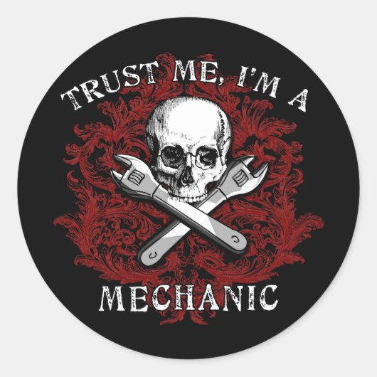 Geloof me, ik ben een Mechanische Apparel, Revel M Ronde Sticker (Voorkant)