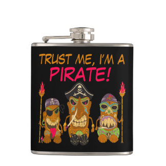 Geloof me, ik ben een piraat, grappige Tiki Pirate Heupfles