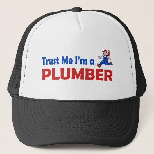 Geloof me, ik ben een Plumber Trucker Hat Pet (Voorkant)
