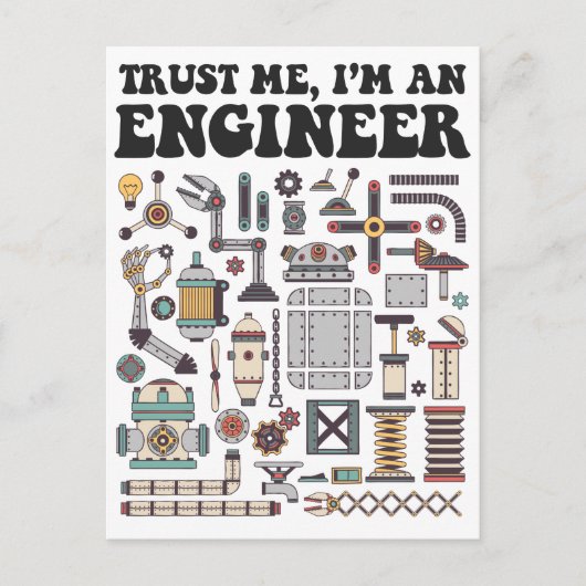 Geloof me, ik ben ingenieur briefkaart (Voorkant)