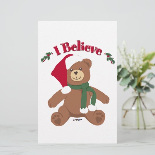 Geloof me. KerstTeddy Bear Briefpapier (Staand voorkant)