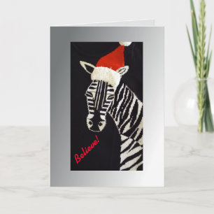 Geloof me! kerstZebra met Red Santa Hat Feestdagen Kaart