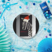 Geloof me! kerstZebra met Red Santa Hat Papieren Bordje (Feest)