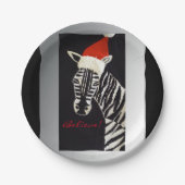 Geloof me! kerstZebra met Red Santa Hat Papieren Bordje (Voorkant)