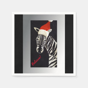 Geloof me! kerstZebra met Red Santa Hat Servet