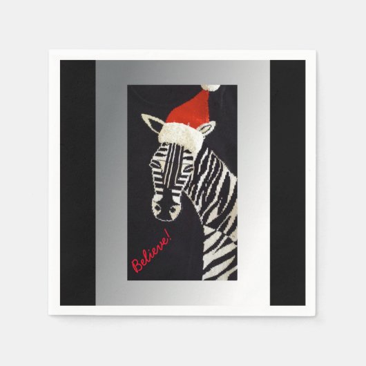 Geloof me! kerstZebra met Red Santa Hat Servet (Voorkant)