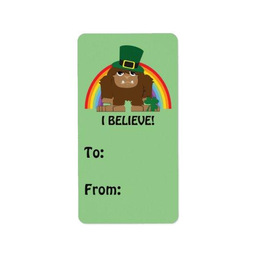 Geloof me. Leprechaun Bigfoot Etiket (Voorkant)
