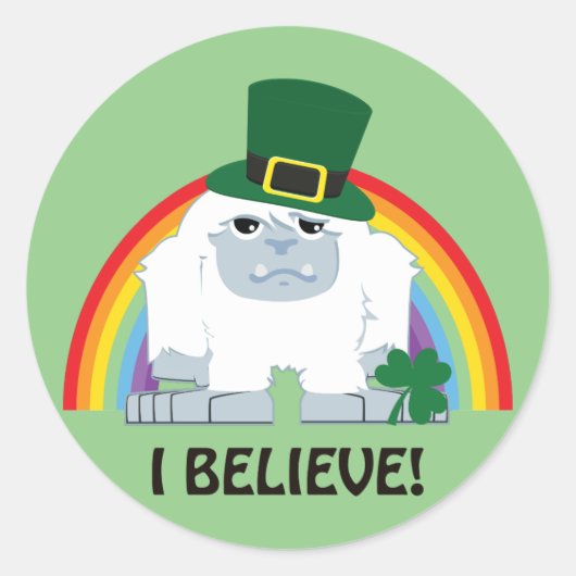 Geloof me. Leprechaun Yeti Ronde Sticker (Voorkant)