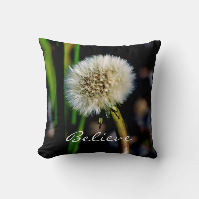 Geloof me, maak een Wish Dandelion Floral Square Kussen (Voorkant)