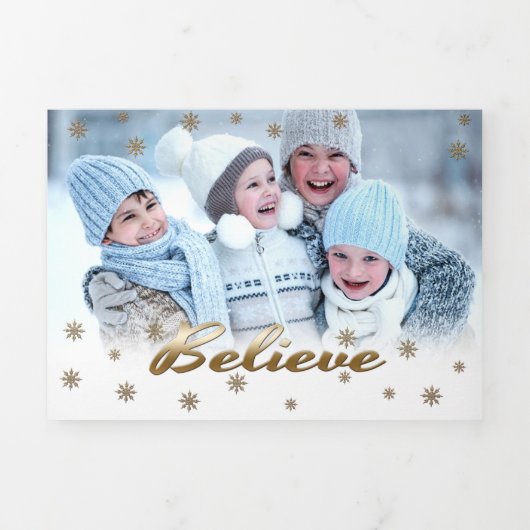 Geloof me. Multi Photo Tri-Fold Kerstmis Kaart (Cover)